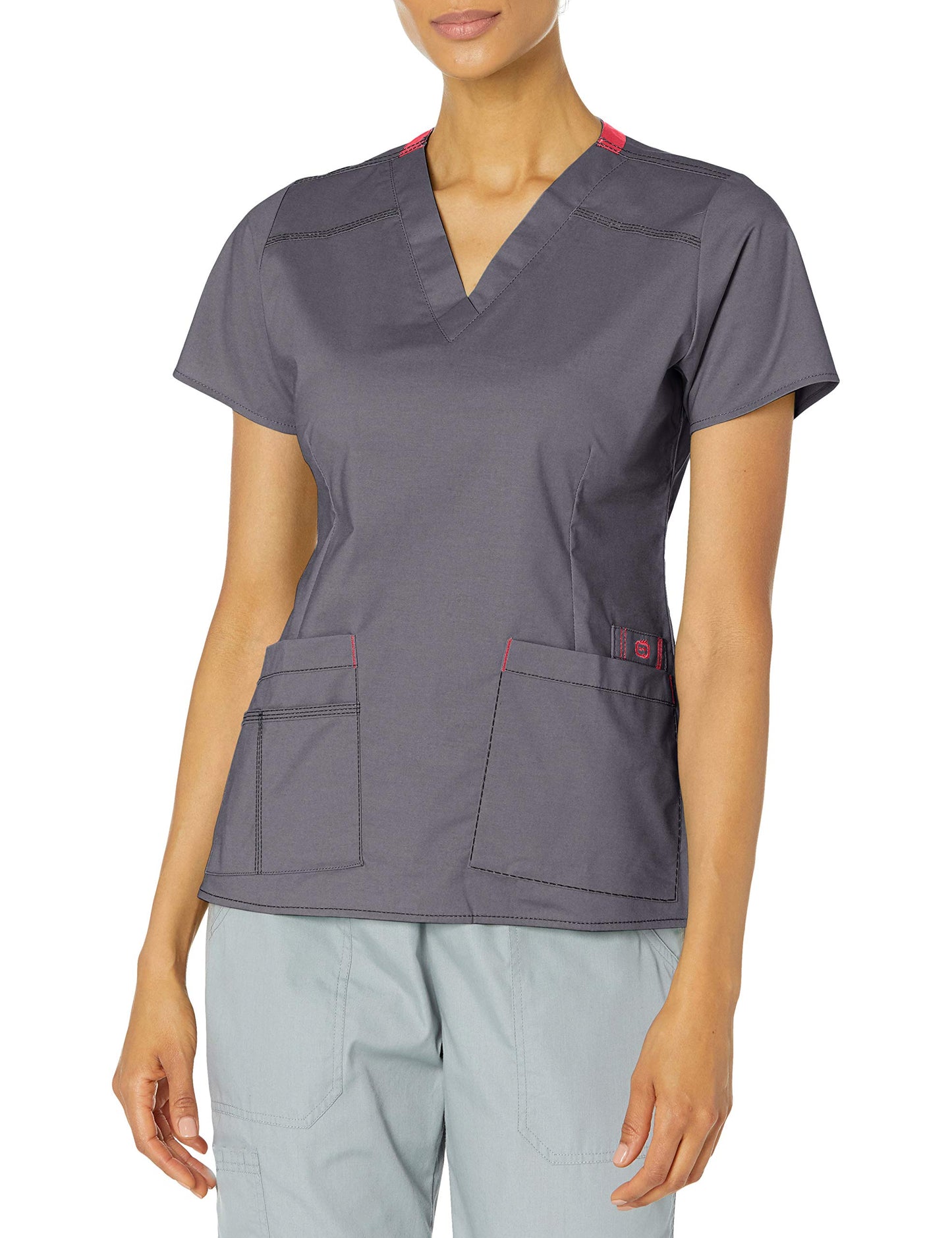 WonderWink Women's Wonderflex Verity Scrub Top, Pewter, Small