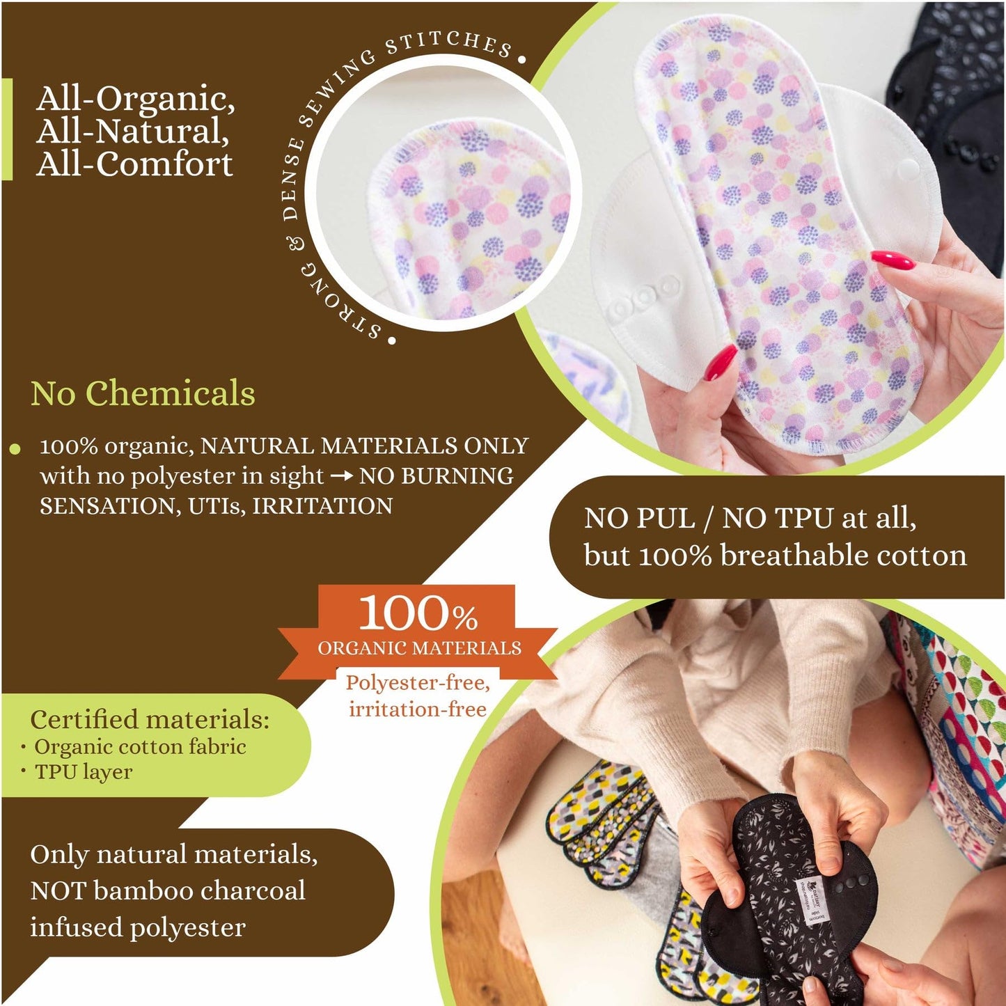 Non Slip Reusable Panty Liners for Women 7-Pack (S) Organic Cotton Panty Liners Reusable & Cloth Panty Liners Thong 7-Pack (Small) Mini Organic Cotton Reusable Panty Liners for Women