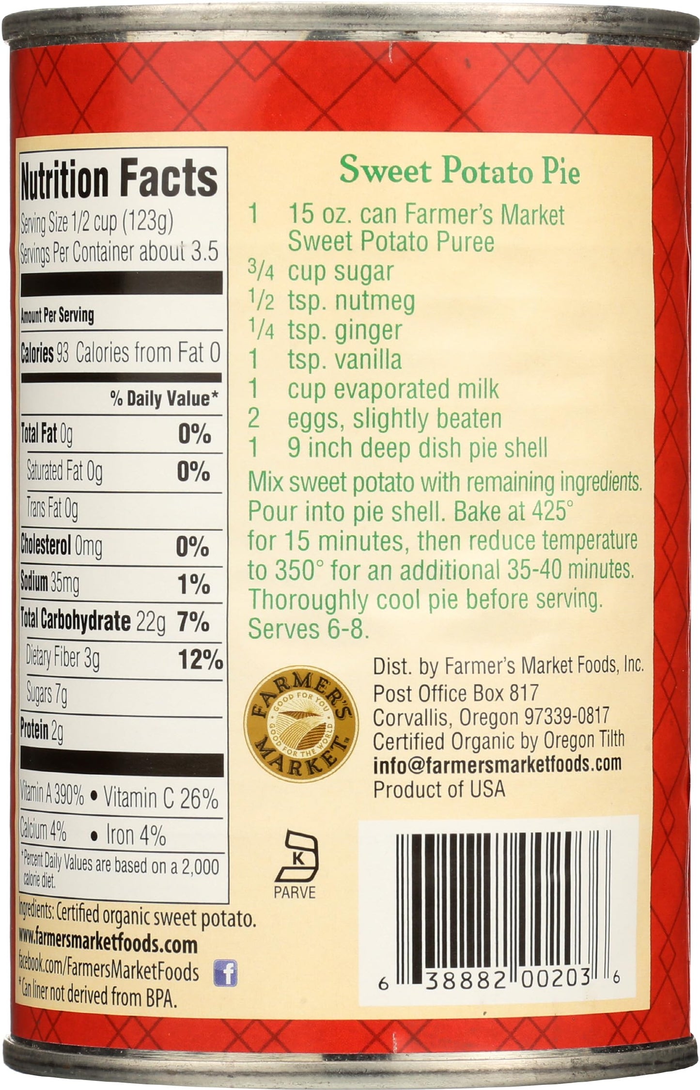 Farmers Market Foods Potato Swt Puree Org 15 OZ