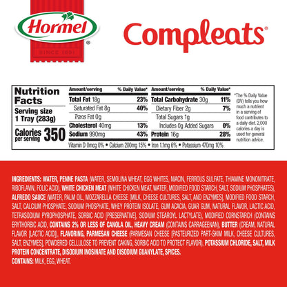 HORMEL COMPLEATS Chicken Alfredo Microwave Tray, 10 oz. (6 Pack)
