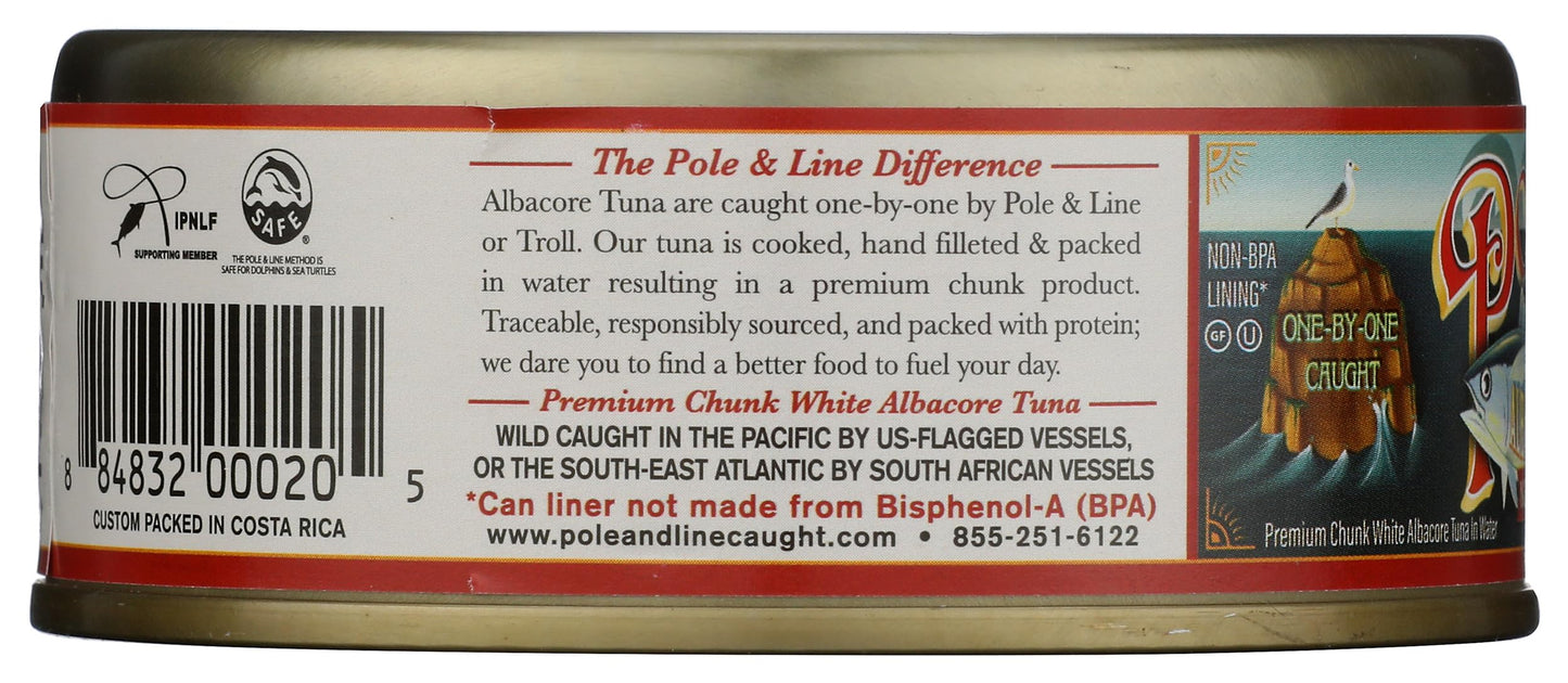 POLE AND LINE Albacore Tuna in Water No Added Salt, 5 OZ