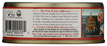 POLE AND LINE Albacore Tuna in Water No Added Salt, 5 OZ