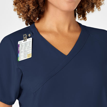 WonderWink Women's Plus-Size Women's Mock Wrap Top Shirt, Navy, 4-XLarge