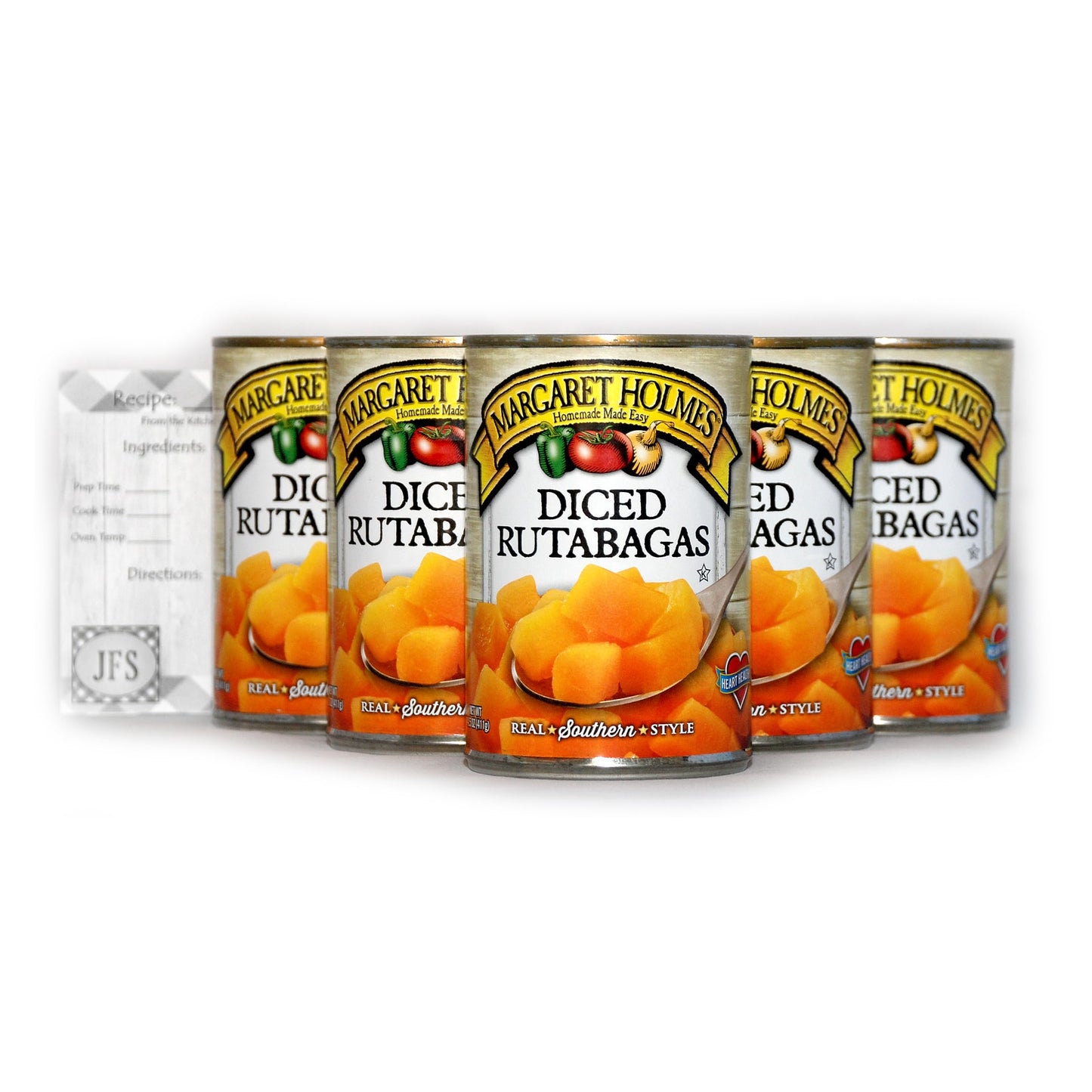 Margaret Holmes Diced Canned Rutabaga, 14.5 oz Cans, (Pack of 6) Bundled with a JFS Recipe Card