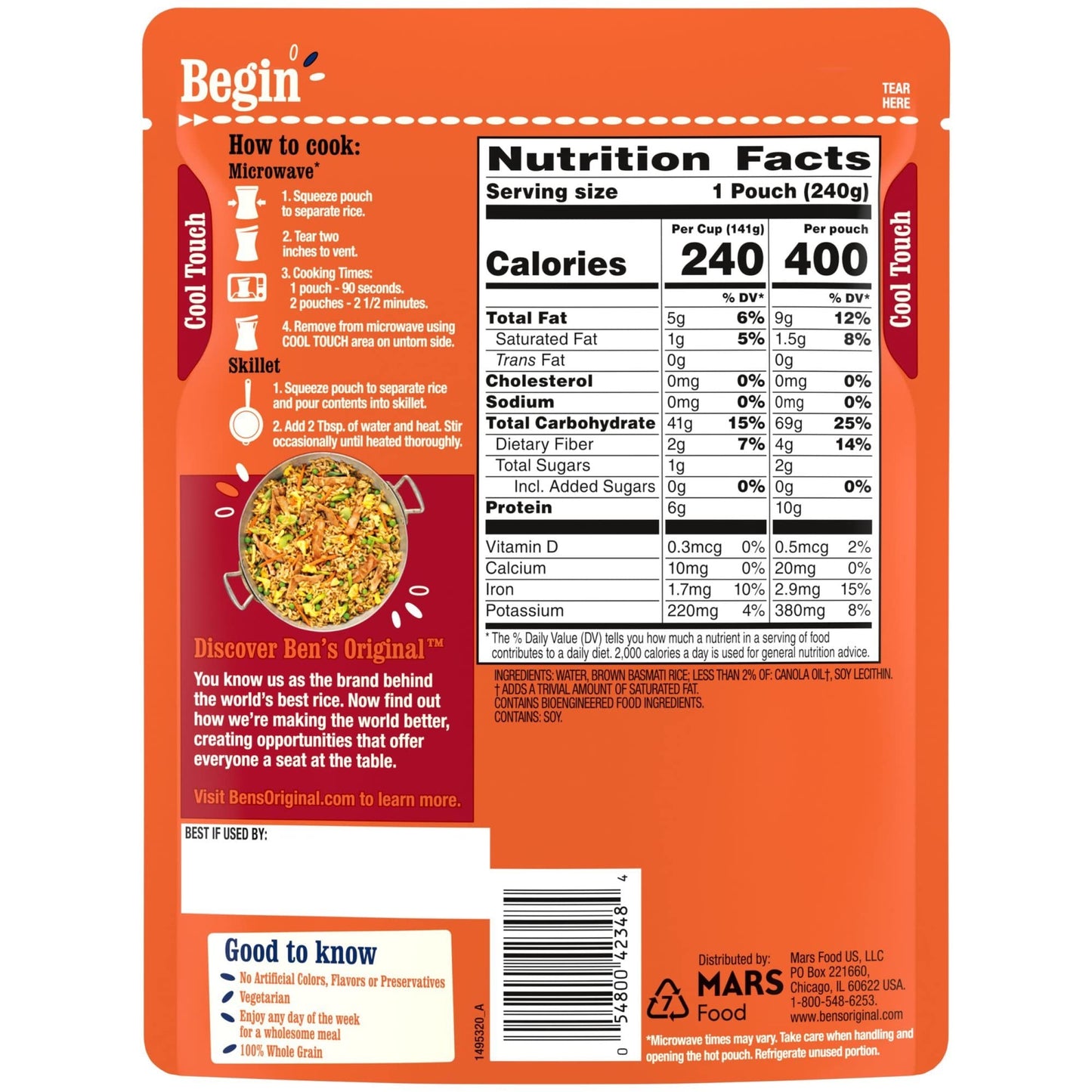 BEN'S ORIGINAL Ready Rice Brown Basmati Rice, Easy Dinner Side, 8.5 oz Pouch (Pack of 12)