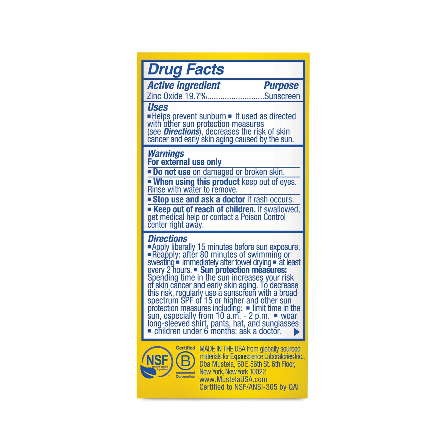 Mustela Baby Mineral Sunscreen Stick SPF 50 Broad Spectrum - Face & Body Sun Stick with 70% Organic Ingredients - Ultra Sheer, Water Resistant & Fragrance-Free - 0.6 oz.