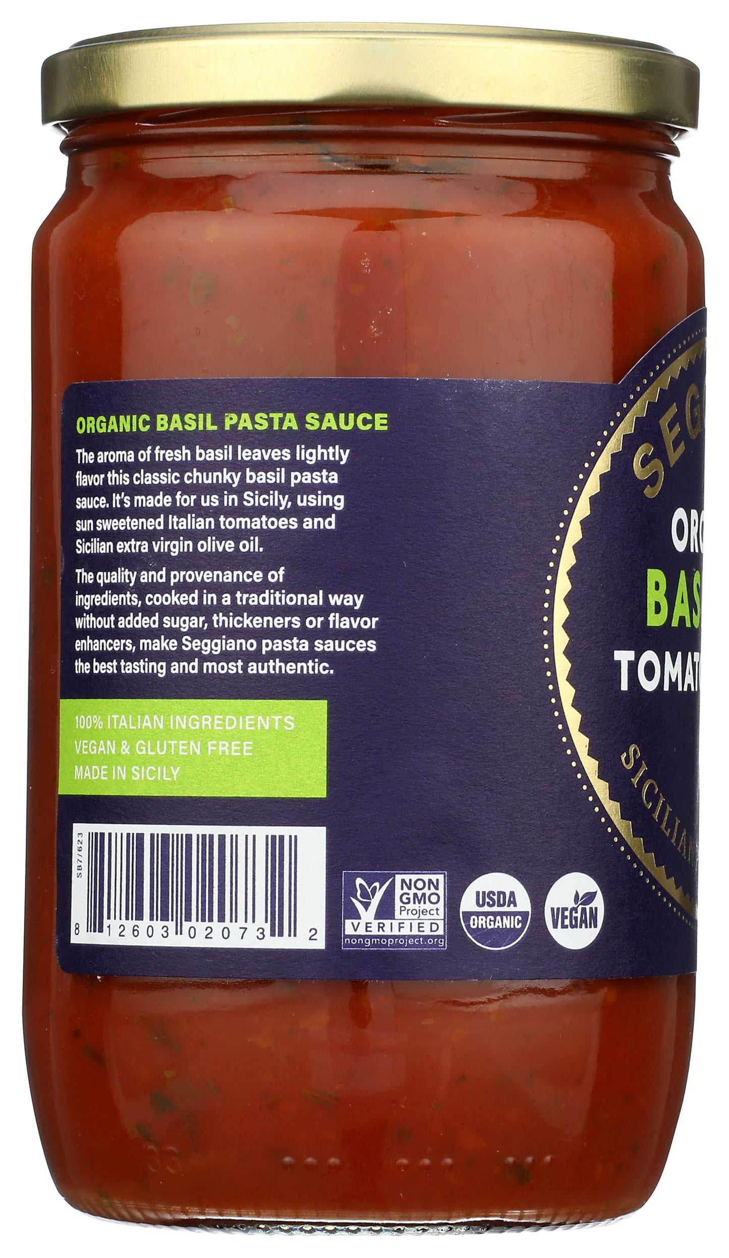 SEGGIANO Organic Basilico Pasta Sauce, 24 OZ