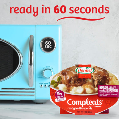 HORMEL COMPLEATS Meatloaf & Gravy With Mashed Potatoes Microwave Tray, 9 oz. (6 Pack)