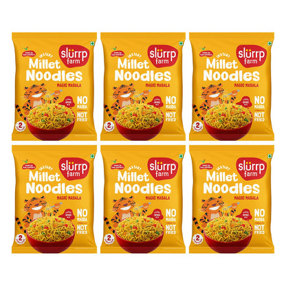 Slurrp Farm Millet Noodles – Magic Masala | No Maida, Not Fried | Healthy Kids Snack with Foxtail & Little Millet | Tasty & Wholesome Meal | 1.94 Oz (Pack of 6)