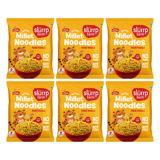 Slurrp Farm Millet Noodles – Magic Masala | No Maida, Not Fried | Healthy Kids Snack with Foxtail & Little Millet | Tasty & Wholesome Meal | 1.94 Oz (Pack of 6)