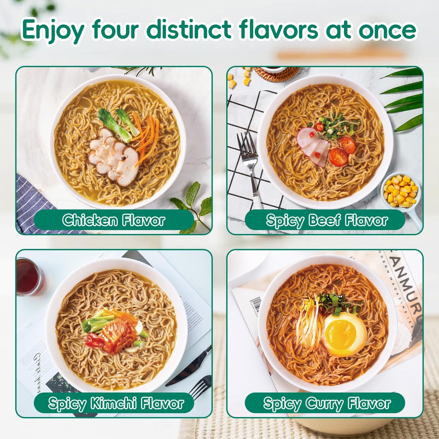 VOLO VERO High Protein (32g) Ramen Noodles Cup Variety Pack, Plant-Based, Non-Fried, Vegan, Low Fat | Chicken, “Spicy” Beef, Kimchi, Curry Flavors | 6-Packs, Quick Healthy Asian Meal