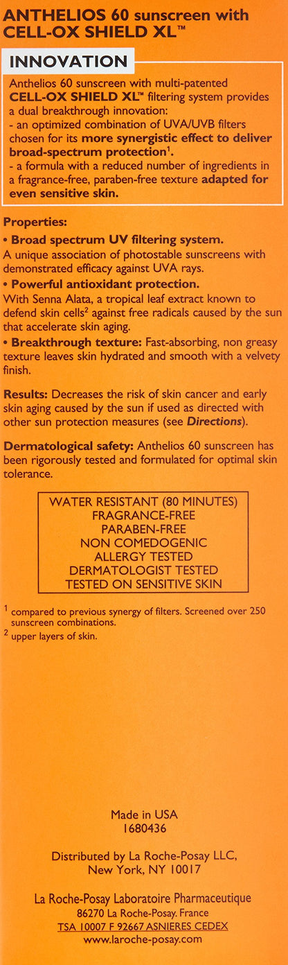 La Roche-Posay Anthelios Melt-In Milk Sunscreen SPF 60, Sunscreen For Body & Face, Broad Spectrum SPF + Antioxidants, Oil Free, Lightweight & Fast Absorbing, Oxybenzone Free