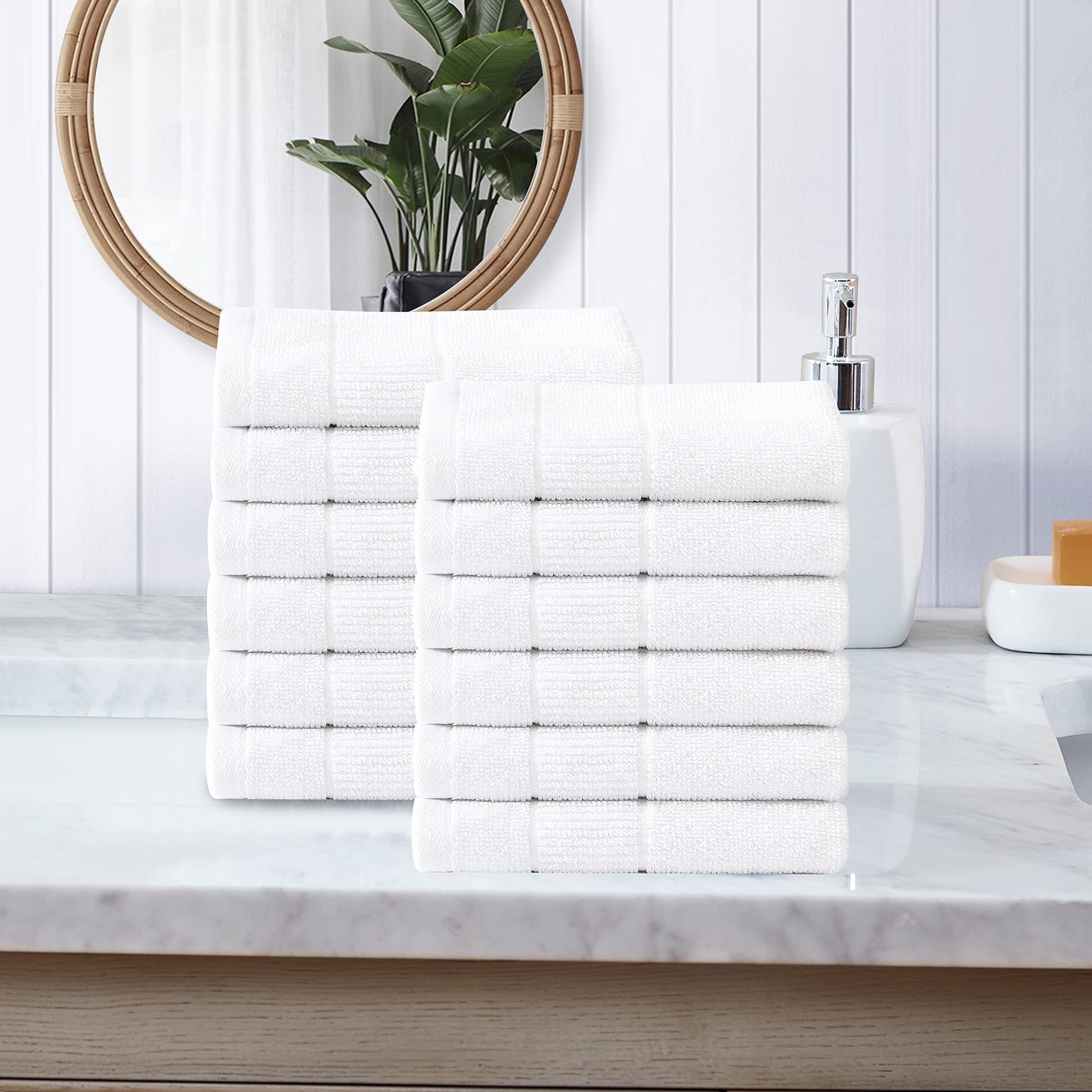 Tommy Bahama - Washcloths, Soft & Absorbent Cotton Towels, Fade Resistant, Oeko-Tex Certified (Island Retreat White, 12 Piece)