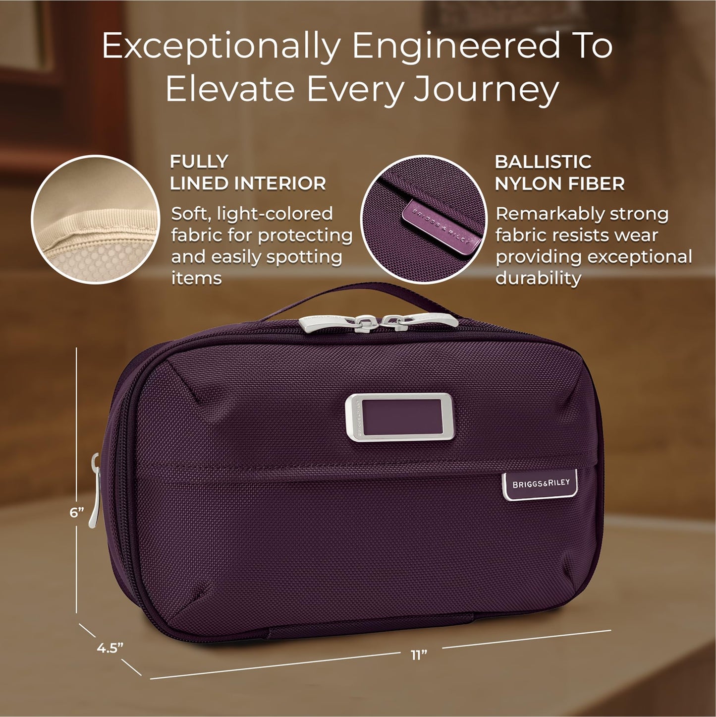 Briggs & Riley Toiletry Kit - Travel Bags for Women & Men, Organizer for Vacation, Dopp Kit for Bathroom Accessories, Makeup, & Skincare