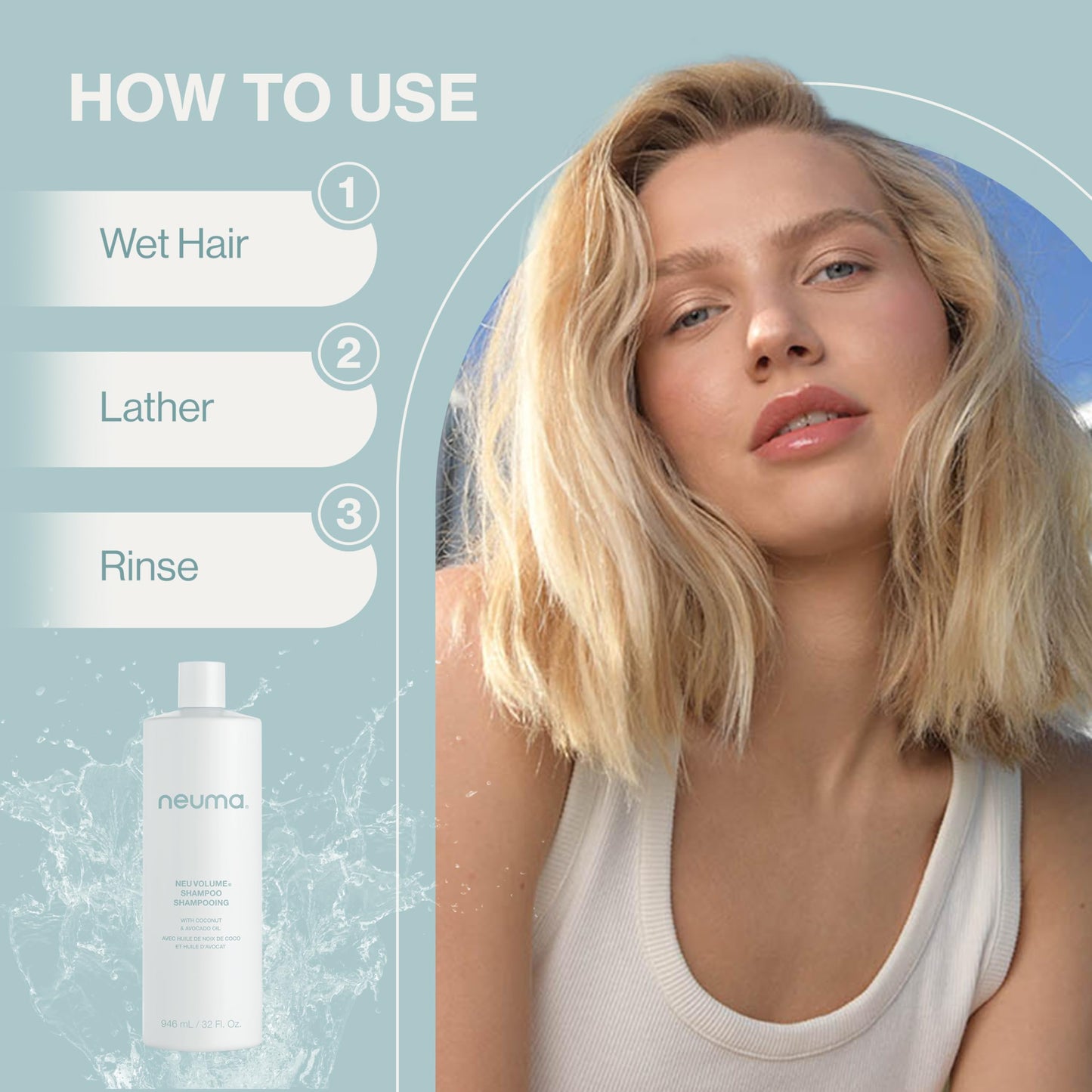 Neuma Neu Volume Shampoo 32 Fl. Oz. Fennel, Ylang Ylang, Patchouli, and Vanilla Scent, Sulfate Free Shampoo