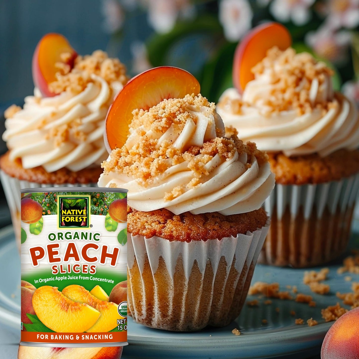 Native Forest Organic Peach Slices - Organic Peaches, Canned Peaches in Natural Juice, Sliced Peaches, Peaches Canned Fruit - 15 Ounce (Pack of 6)