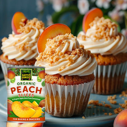 Native Forest Organic Peach Slices - Organic Peaches, Canned Peaches in Natural Juice, Sliced Peaches, Peaches Canned Fruit - 15 Ounce (Pack of 6)