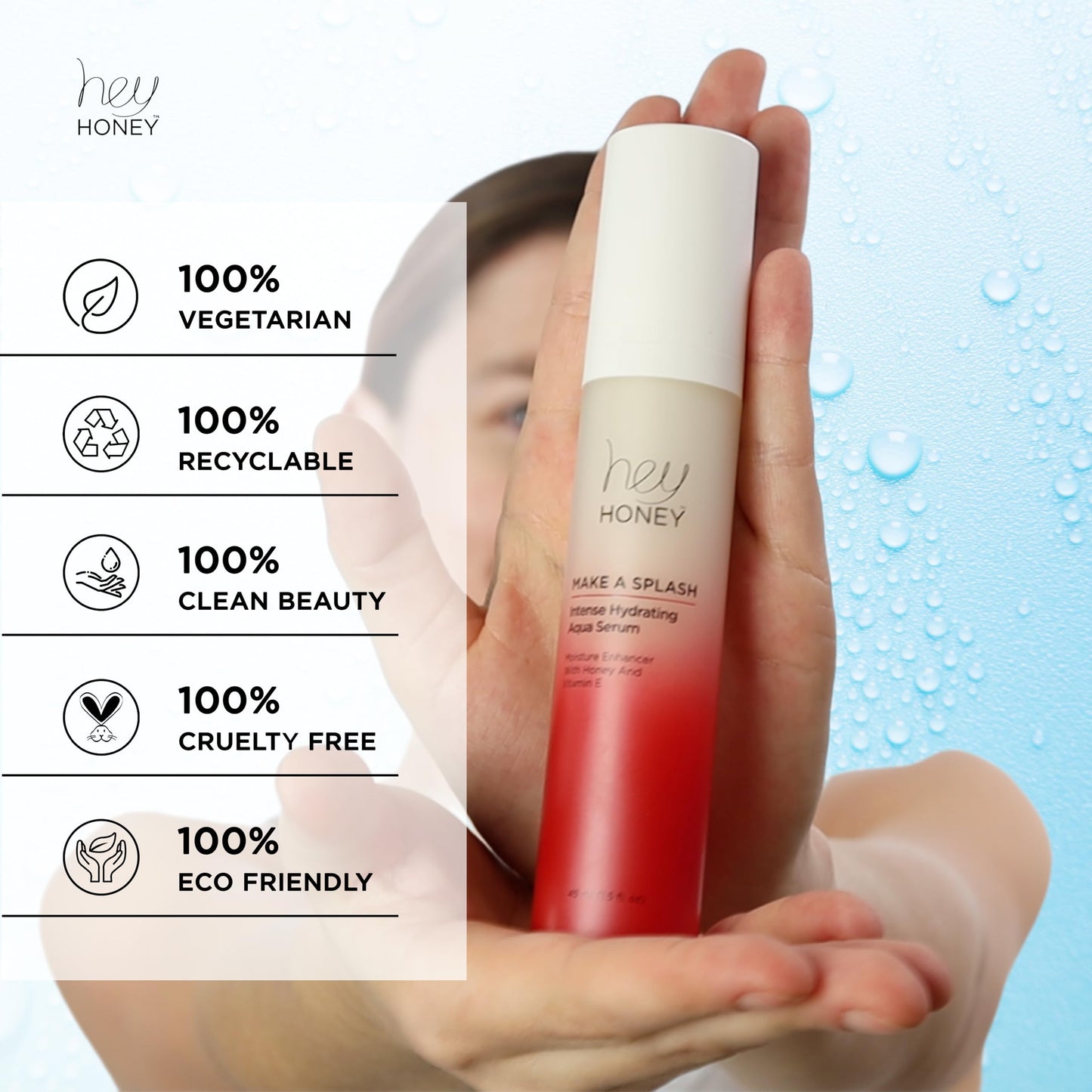 Hey Honey Skincare Make A Splash | Intense Hydrating Niacinamide Aqua Face Serum | Intense Hydration with Anti-aging Benefits | 1.5 Oz