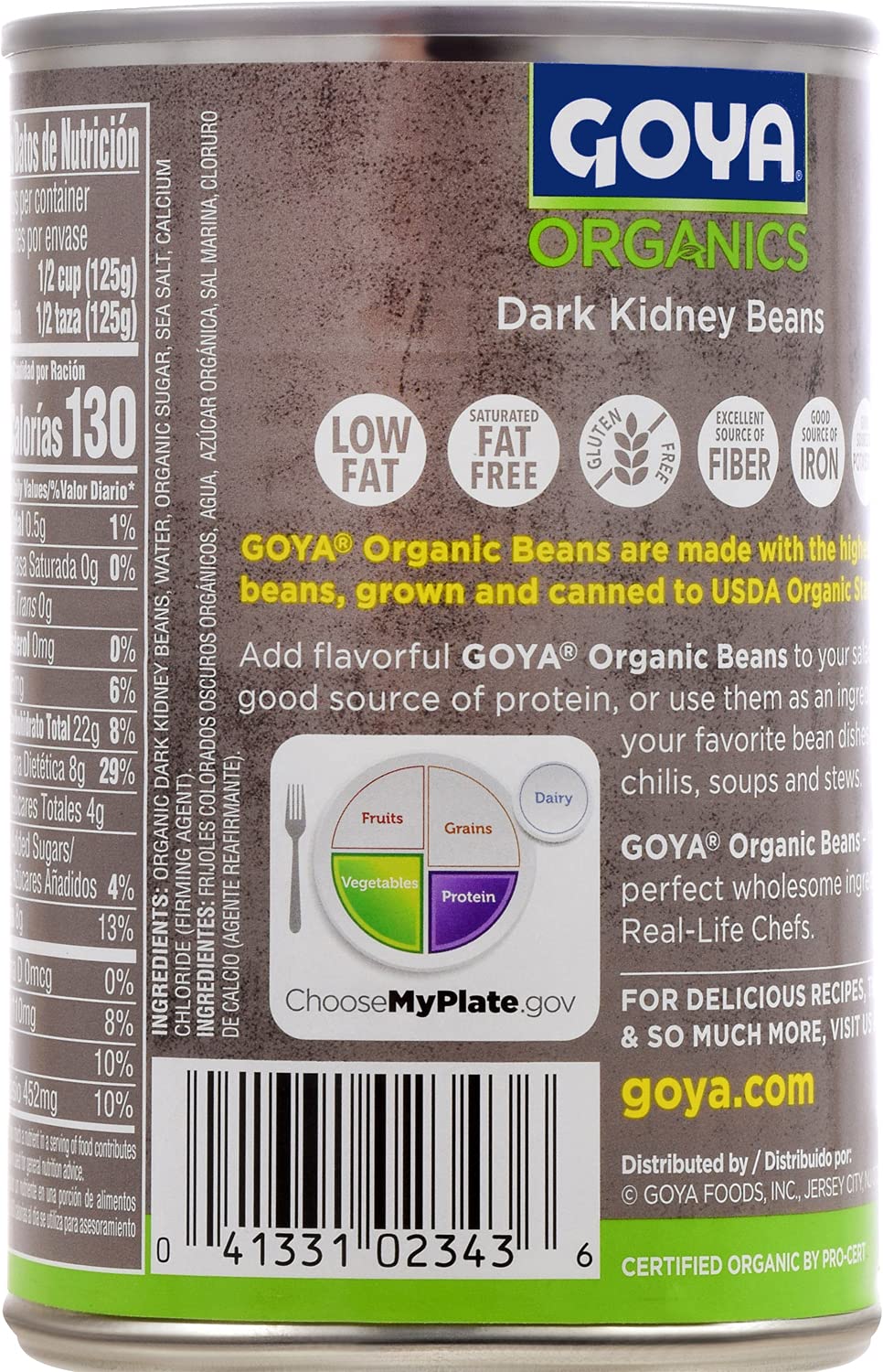 Goya Foods Organic Dark Red Kidney Beans, 15.5 Ounce (Pack of 2)