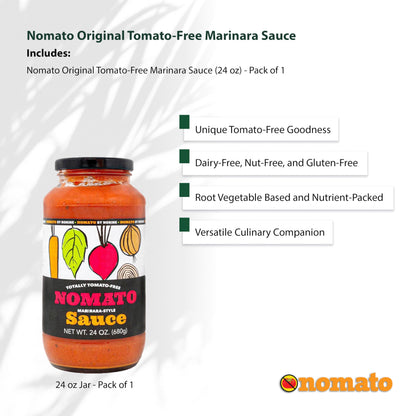 Nomato - 1 Pack of Original Tomato Free Marinara Sauce (24 oz) - Tomato Free, Gluten Free, Nut Free and Dairy Free (Marinara, 1 Pack)