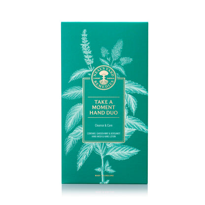 Neal's Yard Remedies Take A Moment Garden Mint & Bergamot Gift Set, Hand Wash & Hand Lotion with Essential Oils, Vegan & Cruelty-Free, Set of 2