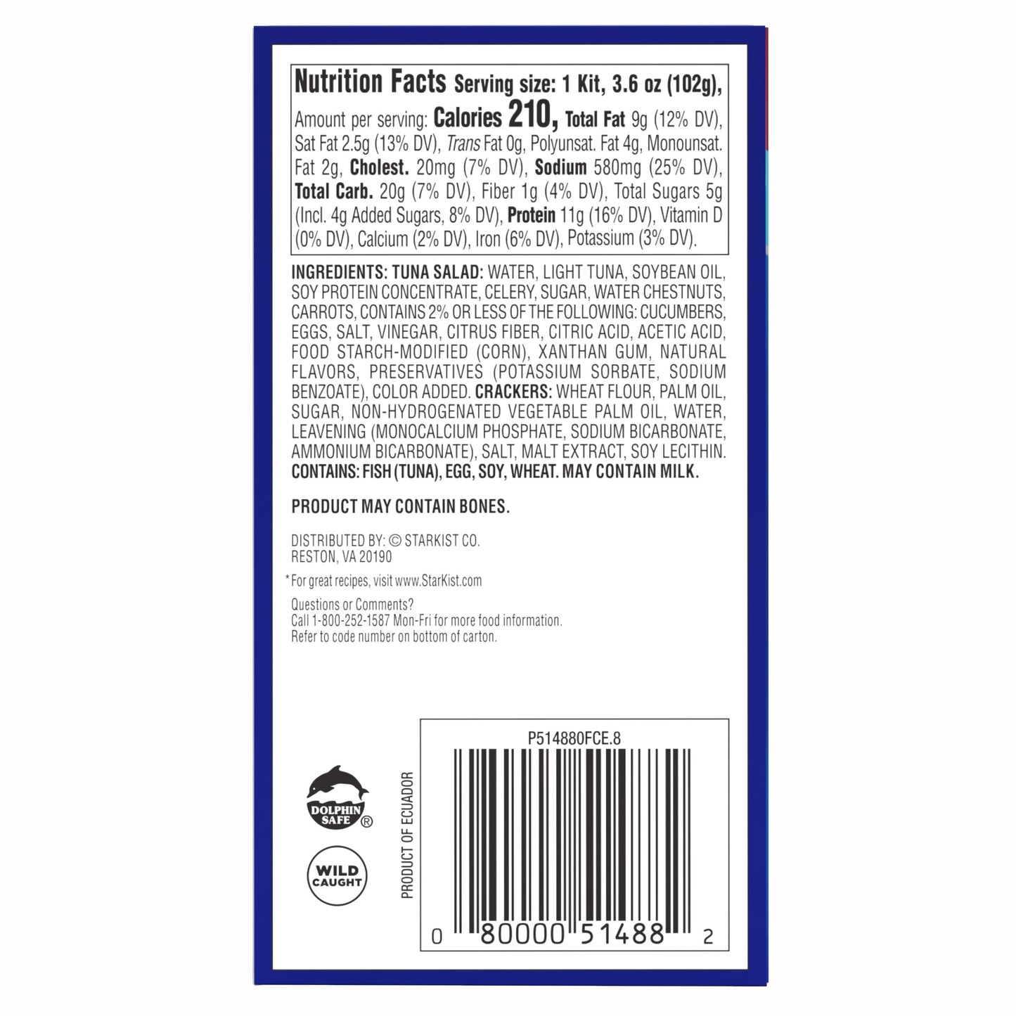 StarKist Snack-To-Go Ready to Eat Meals Tuna Salad Kit, 3.6 oz (1 Pack) Classic Tuna Salad with Crackers Kit