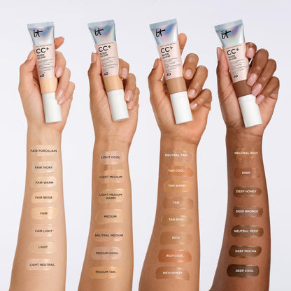 IT Cosmetics CC+ Nude Glow - Medium Coverage Foundation with SPF 40 & Brightening Glow Serum, Lightweight Skin Tint, 2% Niacinamide + Hyaluronic Acid, Up to 24H Hydration, Normal/Dry Skin - 1.08 fl oz