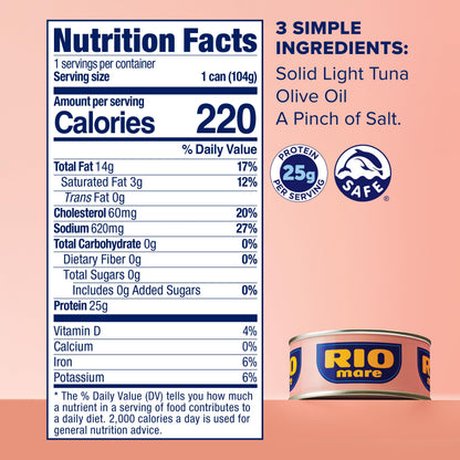 Rio Mare Solid Light Skipjack Tuna in Olive Oil, 5.6 Ounce Can (Pack of 12), Italy's No.1 Tuna Brand, Wild Caught, High Protein Canned Tuna