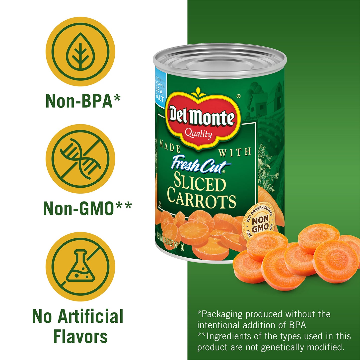 Del Monte Fresh Cut Sliced Carrots 14.5 oz. Can, Canned Vegetables