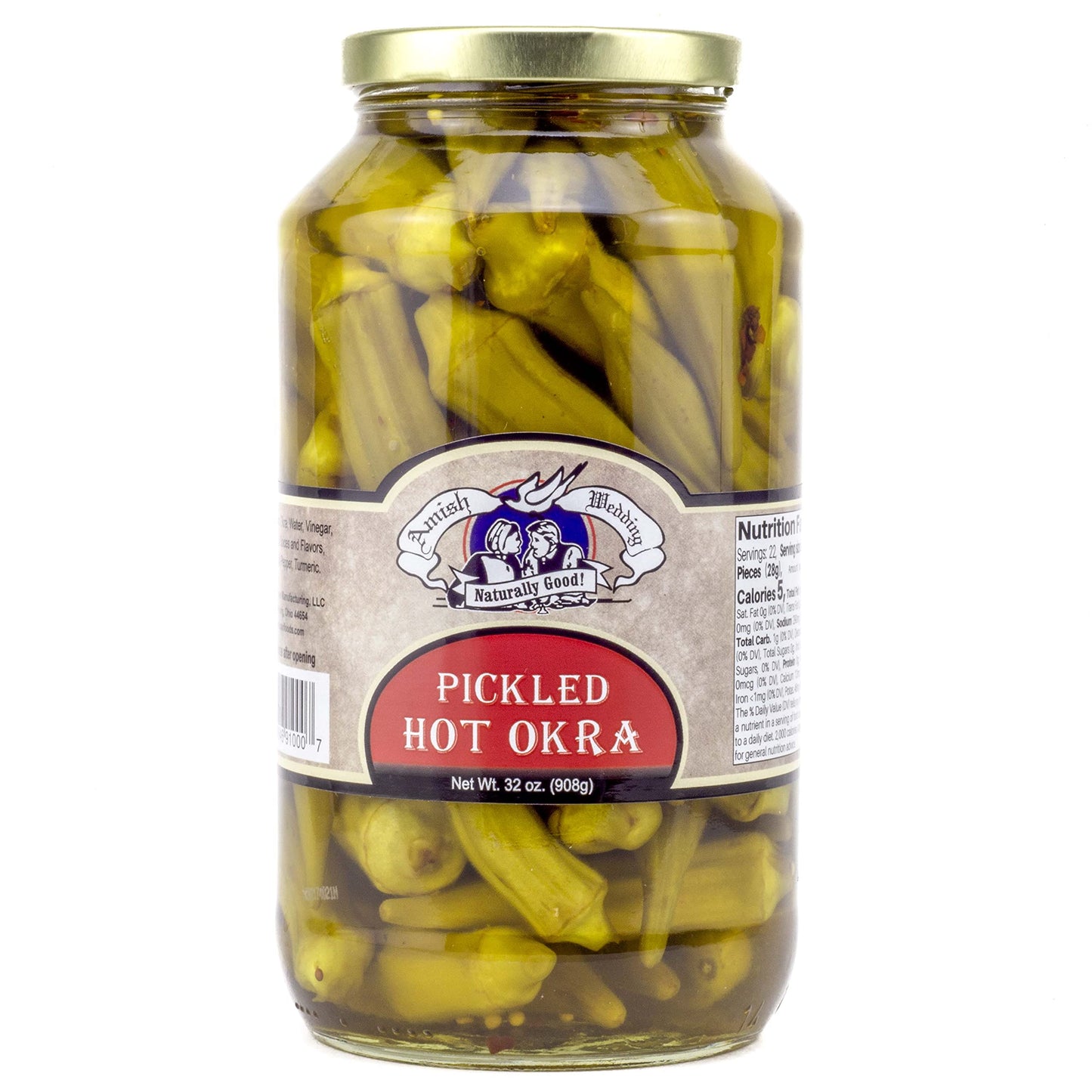 Amish Wedding Hot Pickled Okra 32oz (Pack of 2)