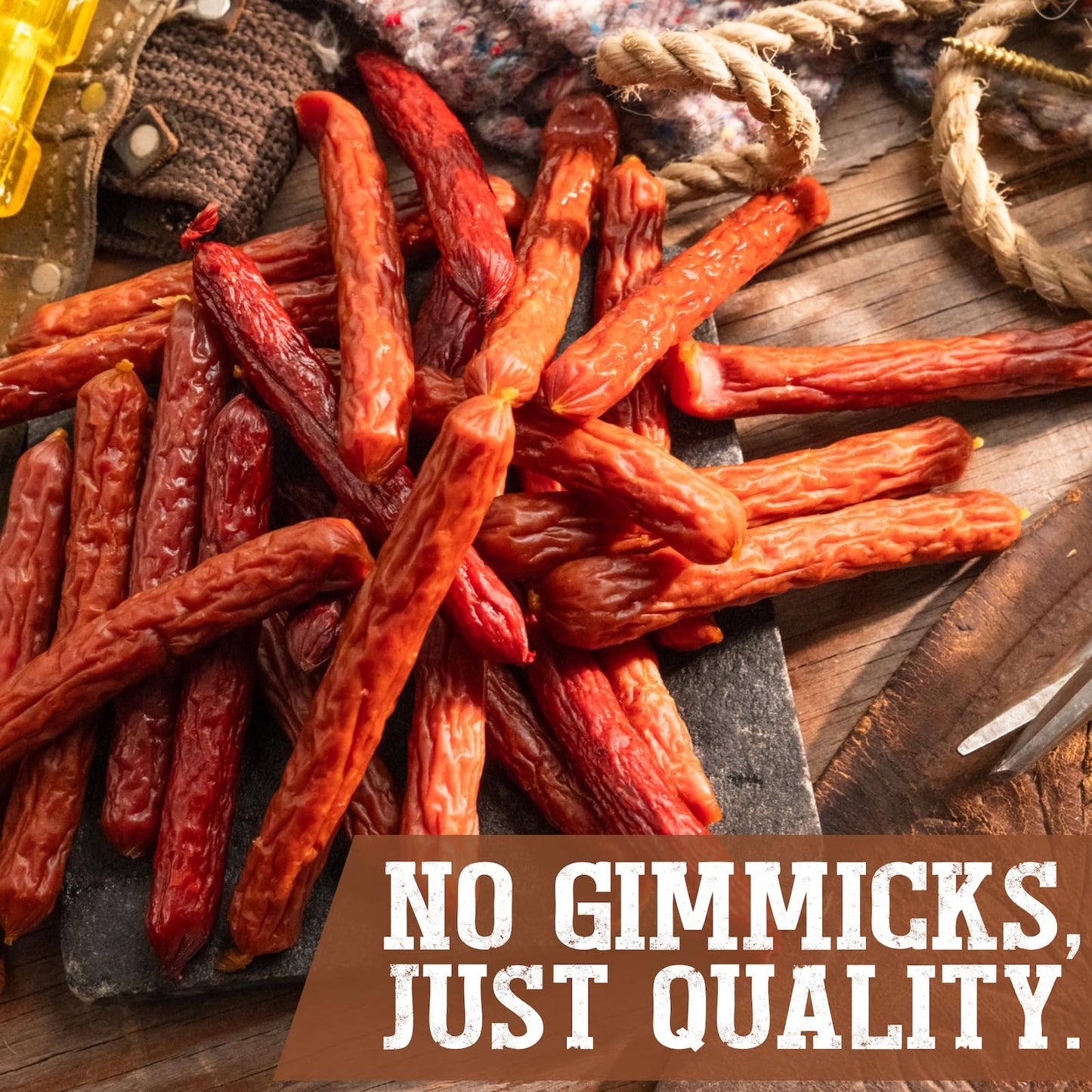 Cattleman's Cut Old Fashioned Smoke Sausage Meat Sticks, Premium Protein Snacks, Keto Friendly, Gluten Free, Carnivore Travel Snack, Resealable Bag, 12 Ounce