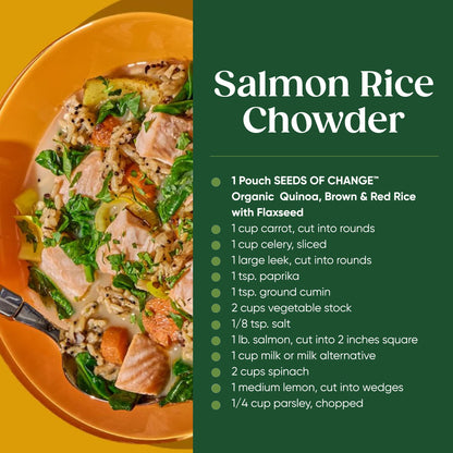 SEEDS OF CHANGE Organic Quinoa, Brown & Red Rice with Flaxseed, Microwaveable Ready to Heat, 8.5 Ounces (Pack of 6)