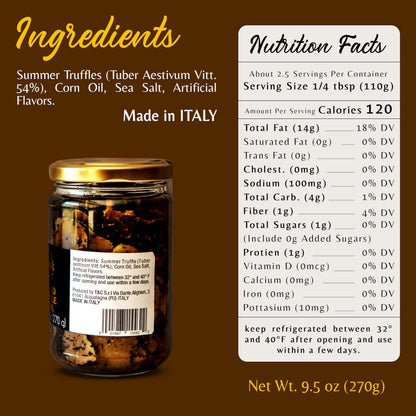 Luca’s Truffles 100% Italian Black Summer Truffle Carpaccio (270g) – Fresh Black Truffle Seasoning Slices Preserved in Extra Virgin Olive Oil & Salt – Gourmet Truffles for Meat, Fish, Pasta, or Salad Toppings