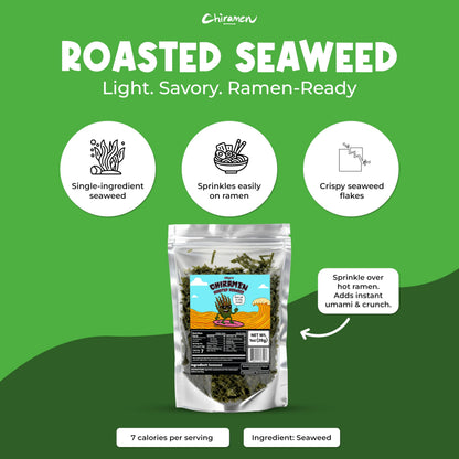 CHIRAMEN Roasted Seaweed Ramen Toppings – Dried Nori Seaweed Flakes for Ramen, Cup Noodles, Miso Soup, Rice Bowls & Instant Noodle Meals – Easy Umami Garnish for Asian Dishes
