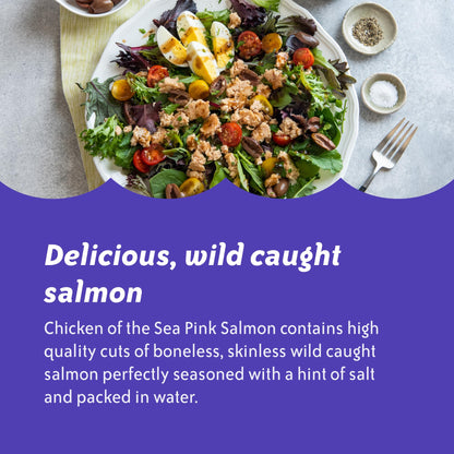 Chicken of the Sea Alaskan Pink Canned Salmon in Water with 25% Less Sodium, 5oz Cans, 4-Count – High Protein Skinless, Boneless Wild Caught Salmon – Delicious Wild Salmon for Burgers, Pasta, More