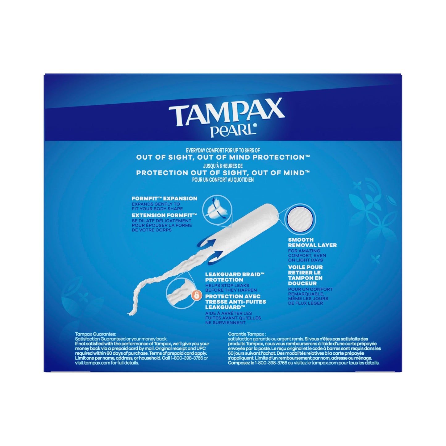 Tampax Pearl Tampons for Women, with LeakGuard Braid, Super Absorbency, Unscented, 50 Count