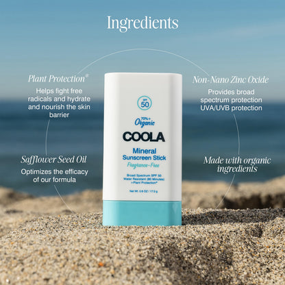 COOLA Organic Mineral Sunscreen SPF 50 Sunblock Stick, Dermatologist Tested Skin Care For Daily Protection, Vegan And Gluten Free, 0.6 Oz