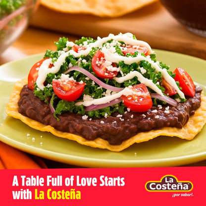 La Costeña Refried Black Beans - Ready-to-Eat Canned Refried Beans for Mexican Food, Mexican Rice, Nacho Bean Dip, Bean Burrito, Burger, Carne Asada, Fajita & Taco Seasoning - 20.5oz, 6 Pack Cans