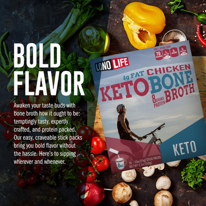 LonoLife Keto Chicken Bone Broth Powder Mix | 10g Protein | Collagen-Rich, Keto & Paleo Friendly | Natural Ingredients | 8oz Bulk Container (15 Servings)