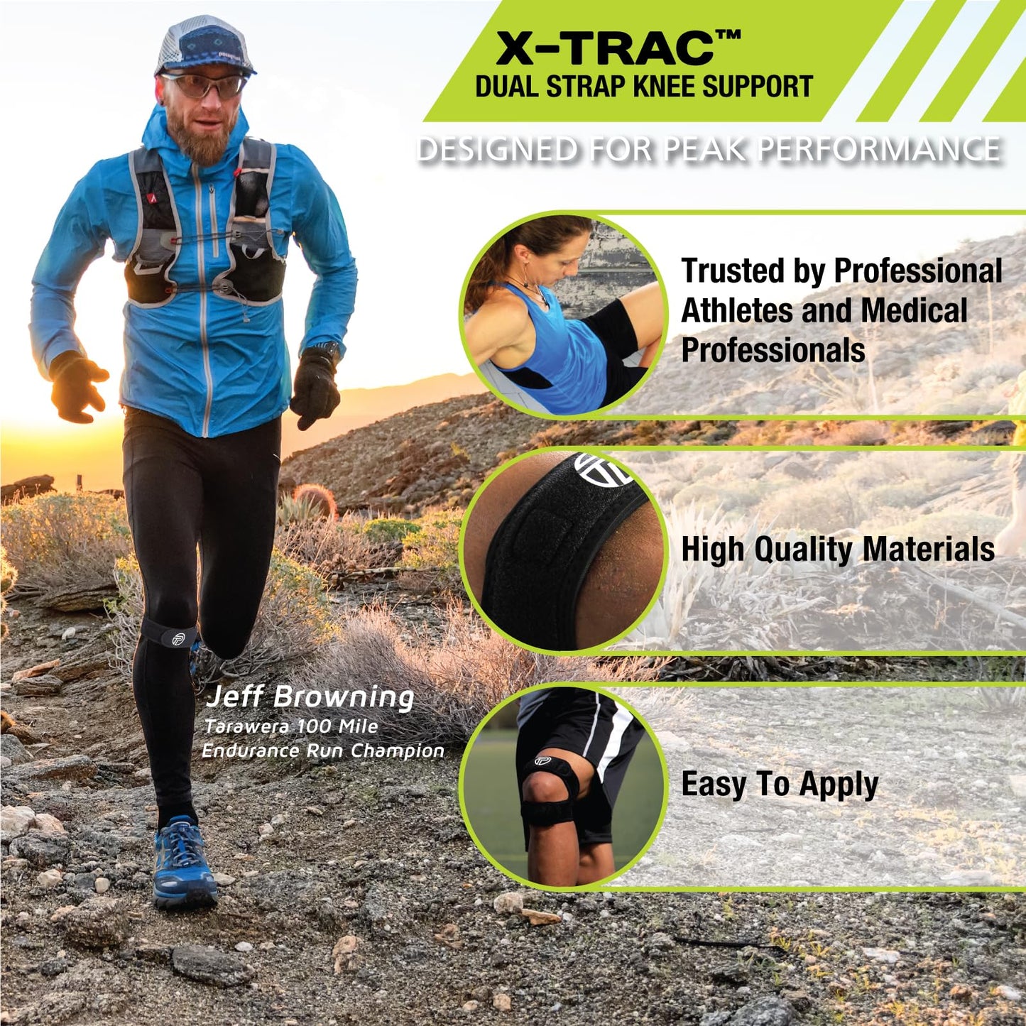 Pro-Tec X-Trac Dual Strap Knee Support, Quadriceps and Patellar Tendon Strap, Knee Brace, Compression Straps, Knee & Joint Support, Tendinitis, Chondromalacia, Adjustable, Easy to Use