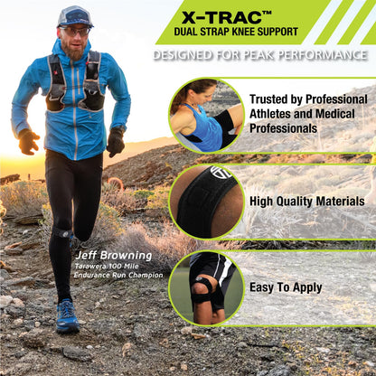 Pro-Tec X-Trac Dual Strap Knee Support, Quadriceps and Patellar Tendon Strap, Knee Brace, Compression Straps, Knee & Joint Support, Tendinitis, Chondromalacia, Adjustable, Easy to Use