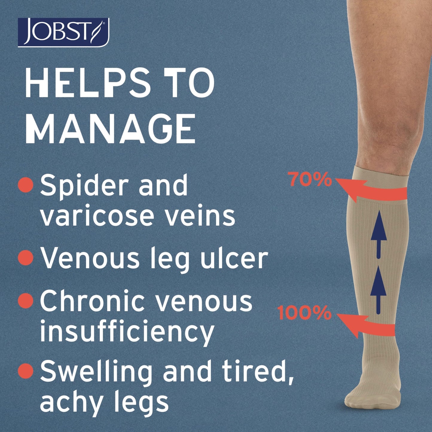 JOBST forMen Compression Socks 15-20 mmHg Knee High, with SoftFit Band, Open Toe, Navy, Medium