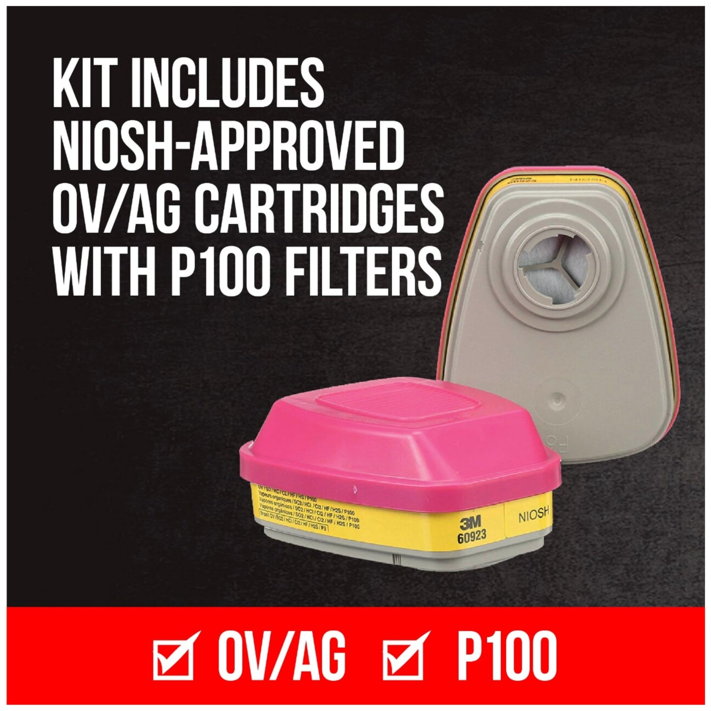 3M - 65023QLHA1-C Pro MultiPurpose Respirator with Quick Latch, Medium