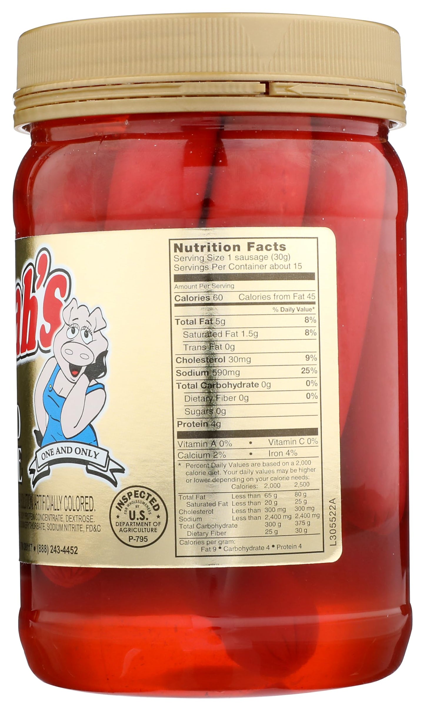 HANNAH'S PICKLED SAUSAGE 16oz. JAR