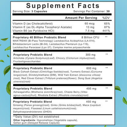 Eve Balance Menopause Support - Complete Supplement for Women’s Total Menopause Relief, Hot Flashes, Joint Pain, and More - Premium Blend with Prebiotics & Probiotics