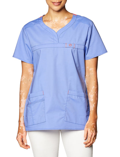 WonderWink Women's Wonderflex Patience Scrub Top, Ceil Blue, Small