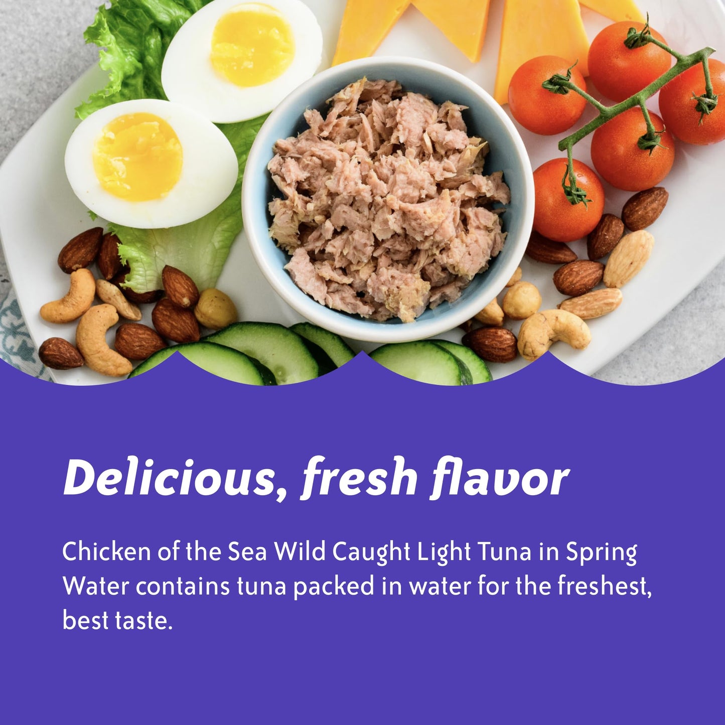 Chicken of the Sea Wild Caught Light Tuna in Spring Water, 2.5 Ounce Packets, 12-Count – High Protein 100% Skipjack Tuna in Water – Easy, Delicious, Nutritious Ready to Eat Meals