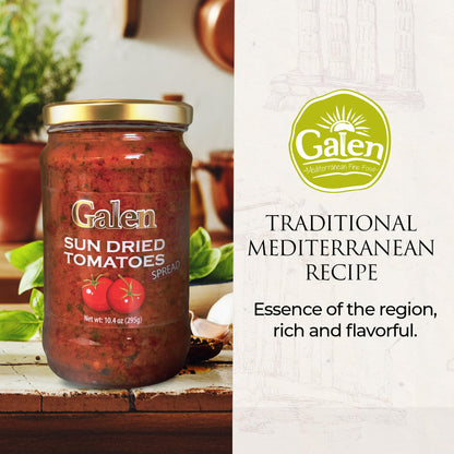 Galen Sun Dried Tomato Spread, Mediterranean Tomatoes Flavor, Ready to Enjoy, 10.4 oz Jar (Pack of 2)