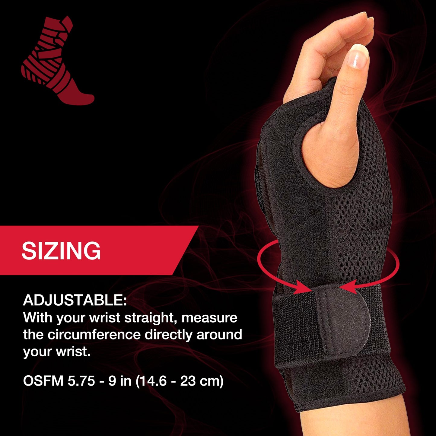 MUELLER Sports Medicine Adjustable Night Support Wrist Brace, For Sleeping, Arm Compression worn Left or Right For Men and Women, Black, One Size Fits Most