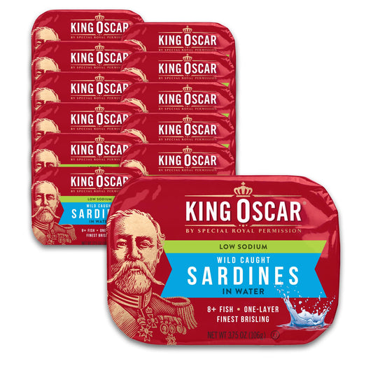 King Oscar Wild Caught Brisling Sardines In Pure Spring Water, 3.75 Ounce (Pack of 12) ( Packaging May Vary )